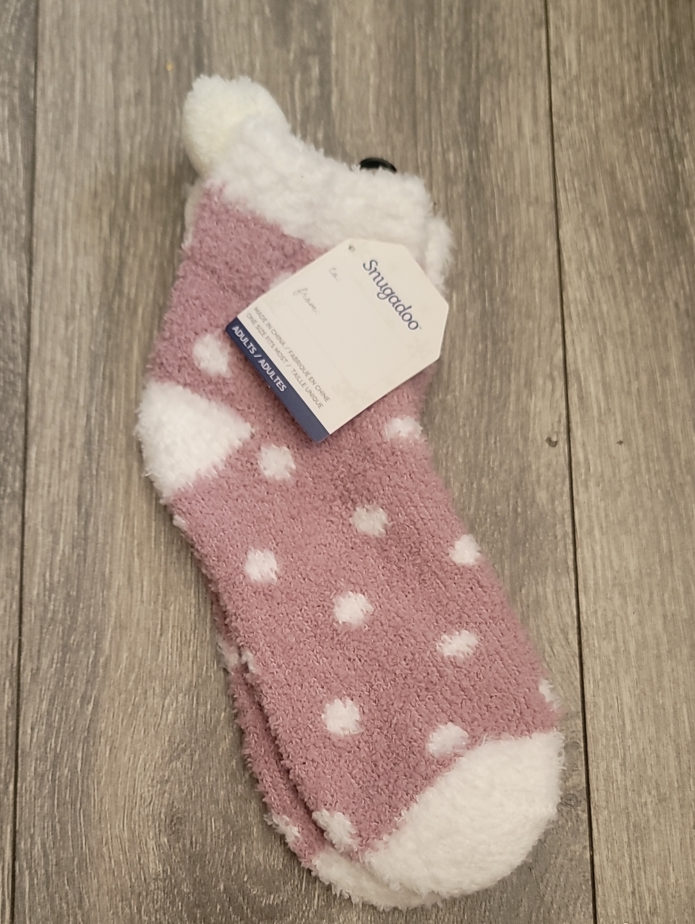 Pink Polka Dot Fuzzy Kids Socks
